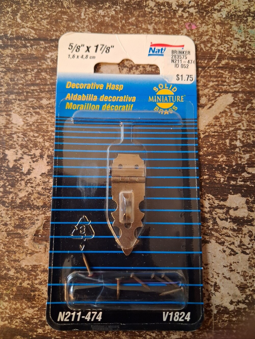 Miniature Brass Hasp & Screws 5/8" X 1-7/8"